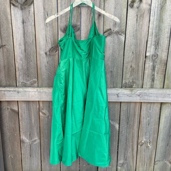 J.Crew Silk A-Line Dress Empire Waist Surplice Neck Spaghetti Straps Green 6 NWT - Picture 2 of 8